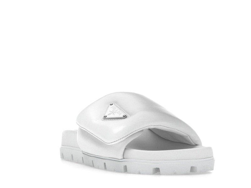 Prada Soft Padded 20mm Slide Sandal White Nappa Leather