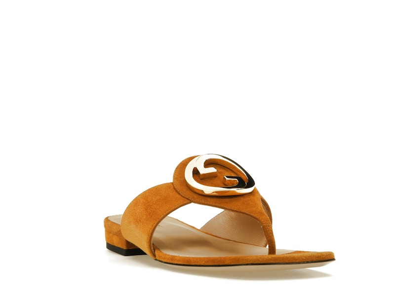 Gucci Blondie Thong Sandal Light Brown Suede