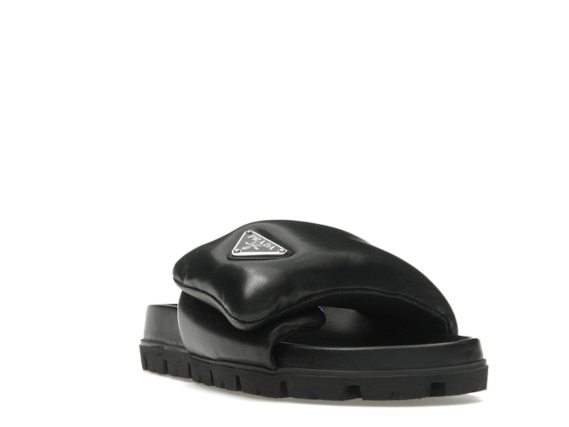 Prada Soft Padded 20mm Slide Sandal Black Nappa Leather