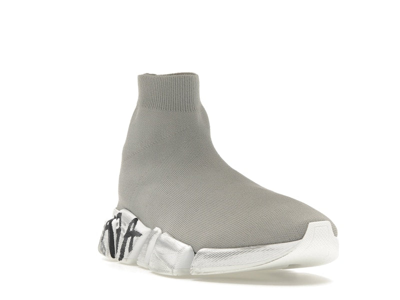 Balenciaga Speed 2.0 Graffiti Recycled Knit Grey White