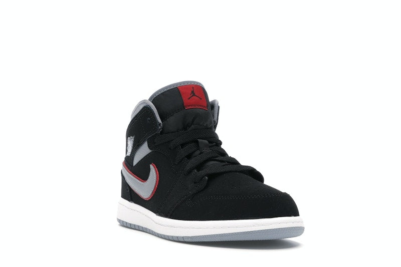 Jordan 1 Mid Black Particle Grey Gym Red (PS)