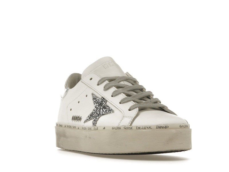 Golden Goose Hi Star White Glitter Star Mirror Heel (Women's)