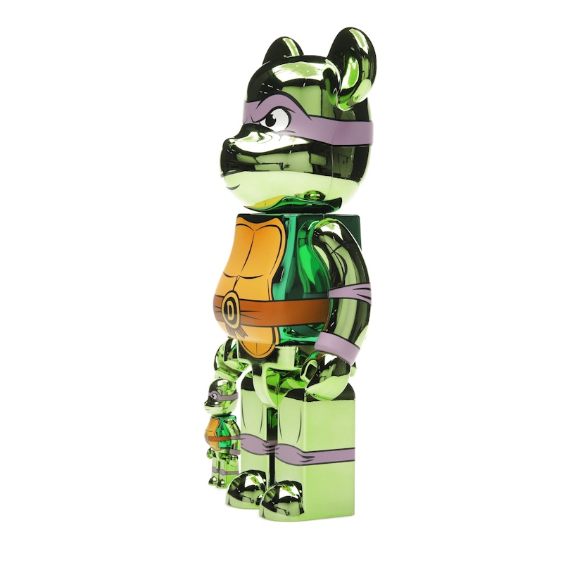 Bearbrick x Teenage Mutant Ninja Turtles Donatello 100% & 400% Set Chrome Ver.