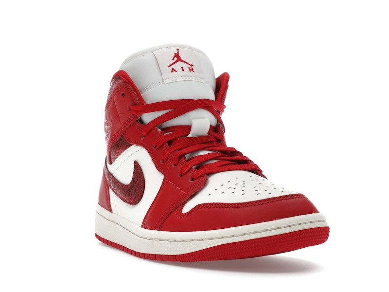 Jordan 1 Mid SE Red Cracked Leather (Women's)