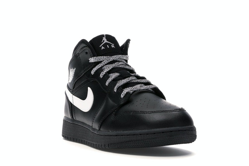 Jordan 1 Mid Black White Speckle (GS)