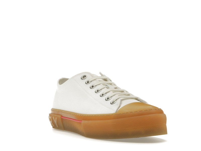 Burberry Logo Detail Cotton Trainer White