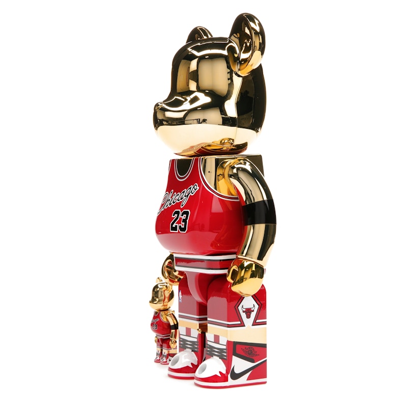 Bearbrick Michael Jordan 1985 Rookie Jersey 100% & 400% Set Gold Chrome