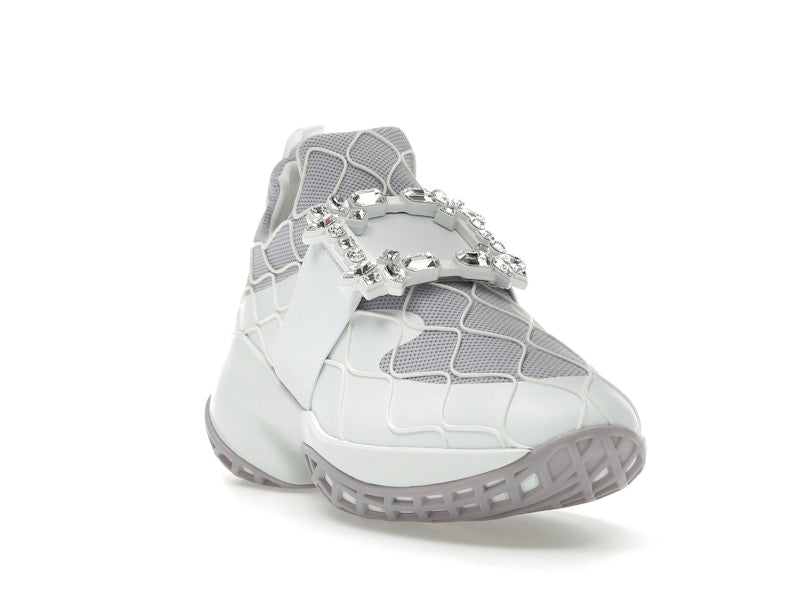 Roger Vivier Viv' Run Fabric White Purple Crystal Buckle (Women's)