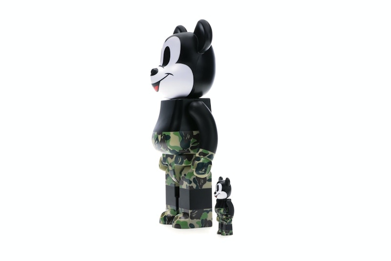 Bearbrick BAPE Mickey Mouse 100% & 400% Set Black/Green Camo