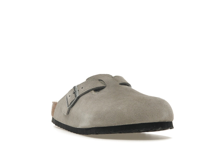 Birkenstock Boston Shearling Suede Stone Coin