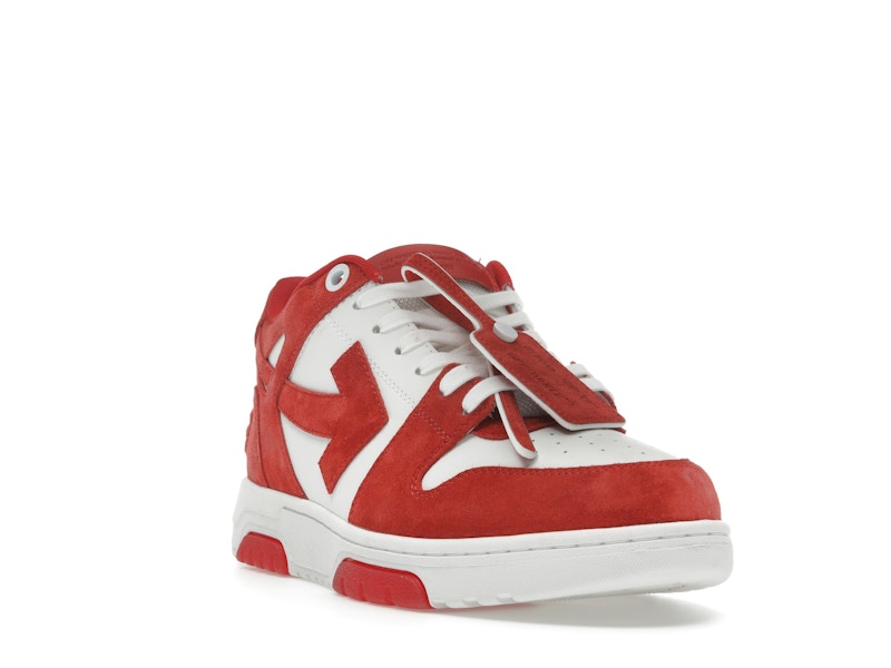 OFF-WHITE Out Of Office "OOO" Low Tops Brick Red White Suede