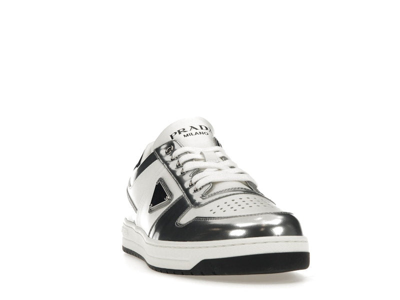 Prada Downtown Low Top Sneakers Leather White Silver