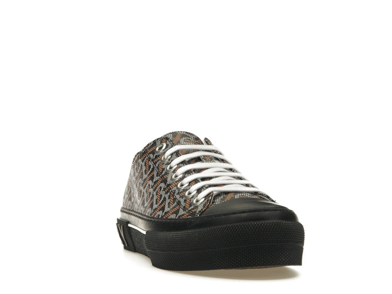 Burberry Monogram Pattern Low Top Black Orange Canvas