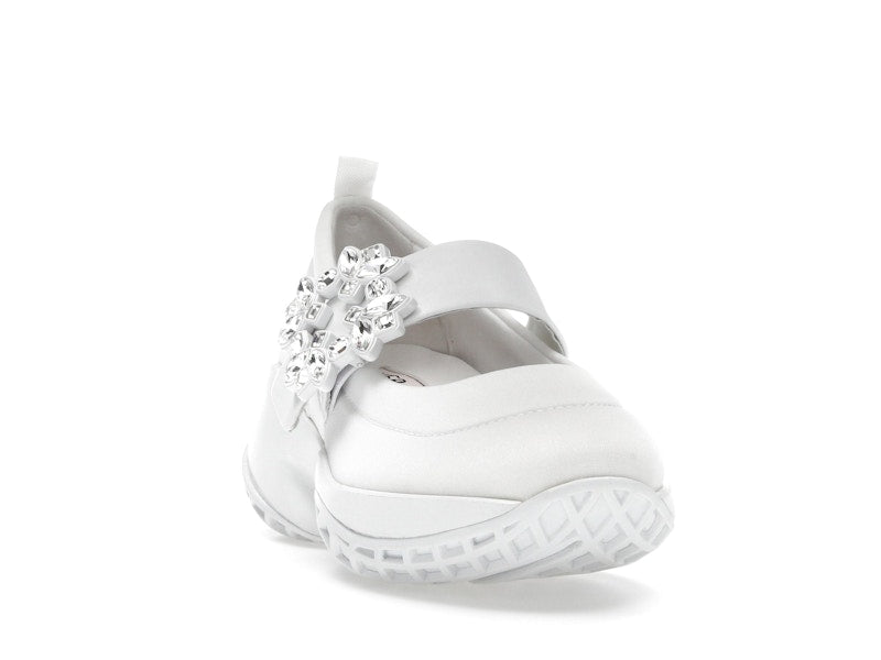 Roger Vivier Viv' Run Babies White Crystal Buckle (Women's)