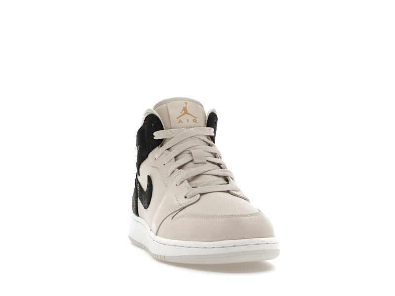 Jordan 1 Mid Light Bone Metallic Gold Black (GS)