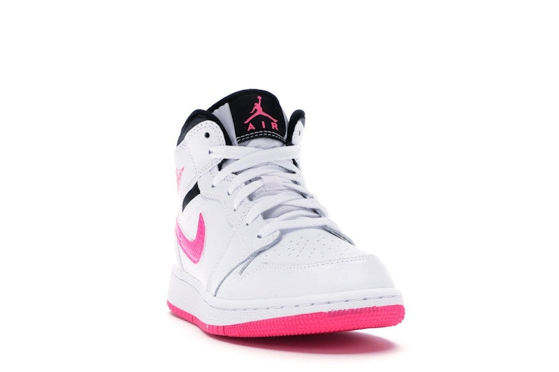 Jordan 1 Mid White Black Hyper Pink (GS)