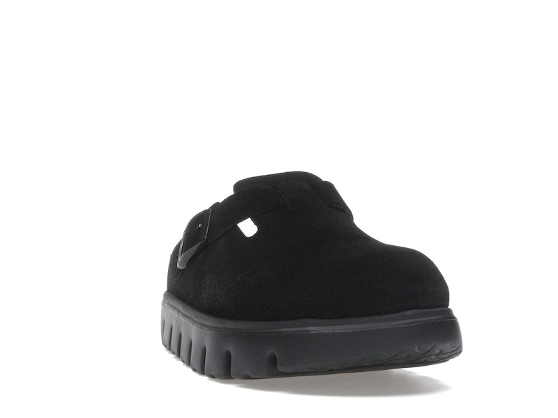 Birkenstock Boston Chunky Suede Black Black Sole (Narrow) (Women's)