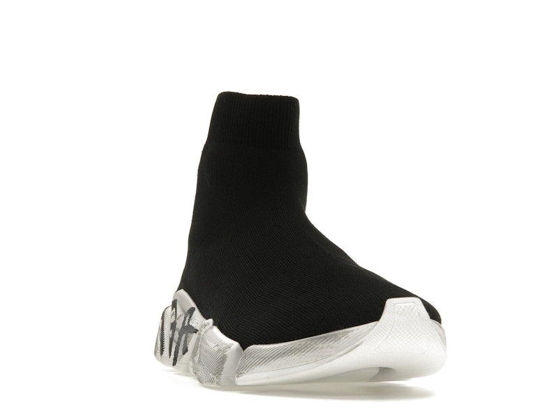 Balenciaga Speed 2.0 Graffiti Recycled Knit Black White
