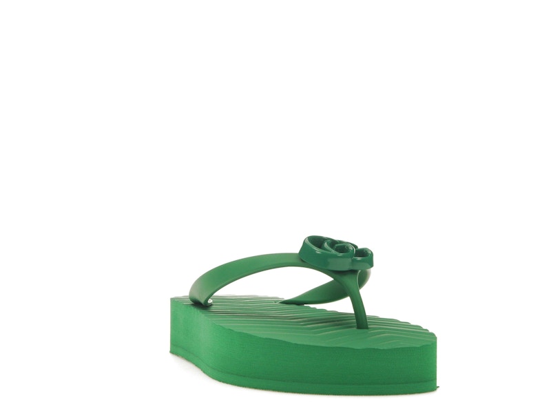 Gucci Chevron Thong Sandal Green Rubber