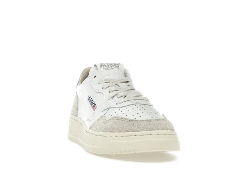 Autry Medalist Leather Low White Silver Blue Beige (Women's)