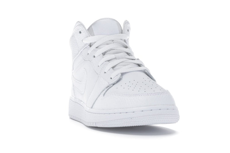 Jordan 1 Mid Triple White Tumbled Leather (GS)