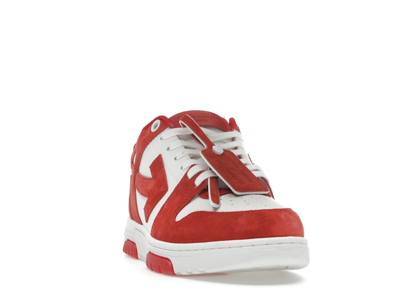 OFF-WHITE Out Of Office "OOO" Low Tops Brick Red White Suede