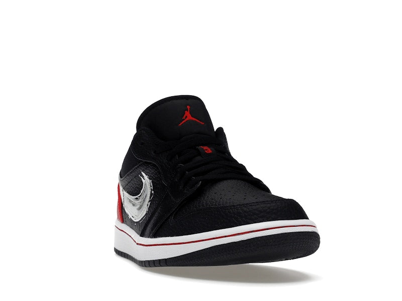 Jordan 1 Low Brushstroke Swoosh Black