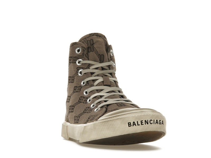 Balenciaga Paris High Top BB Monogram Dark Beige Brown