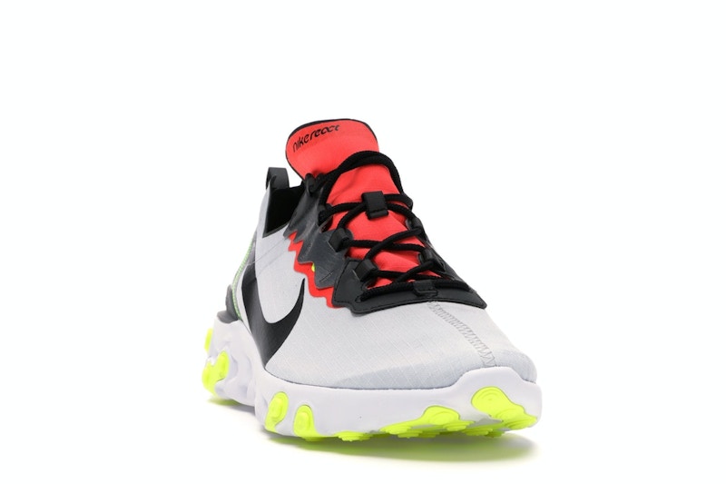 Nike React Element 55 Pure Platinum Bright Crimson Volt