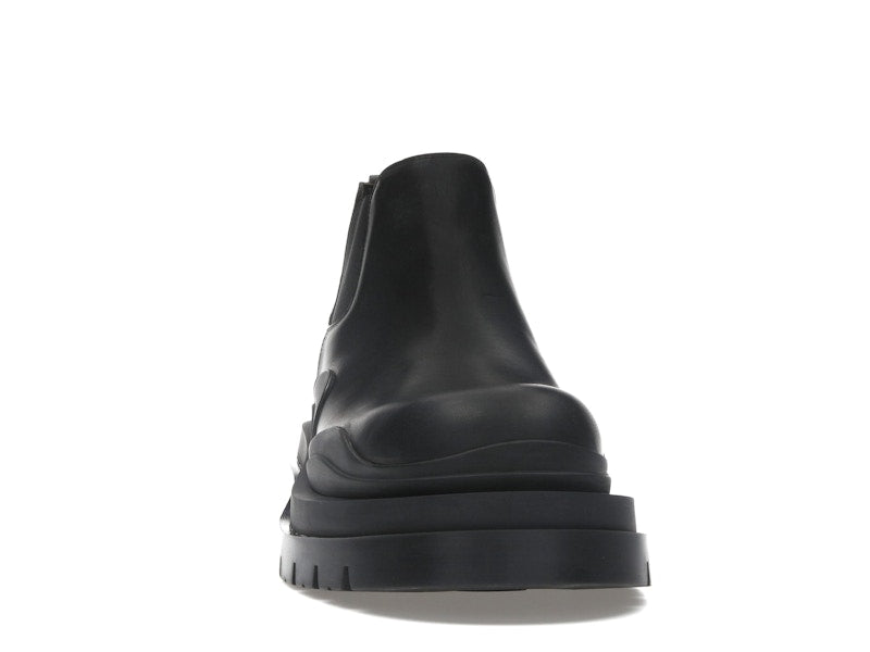 Bottega Veneta Leather Tire Chunky Sole Ankle Chelsea Boot Black