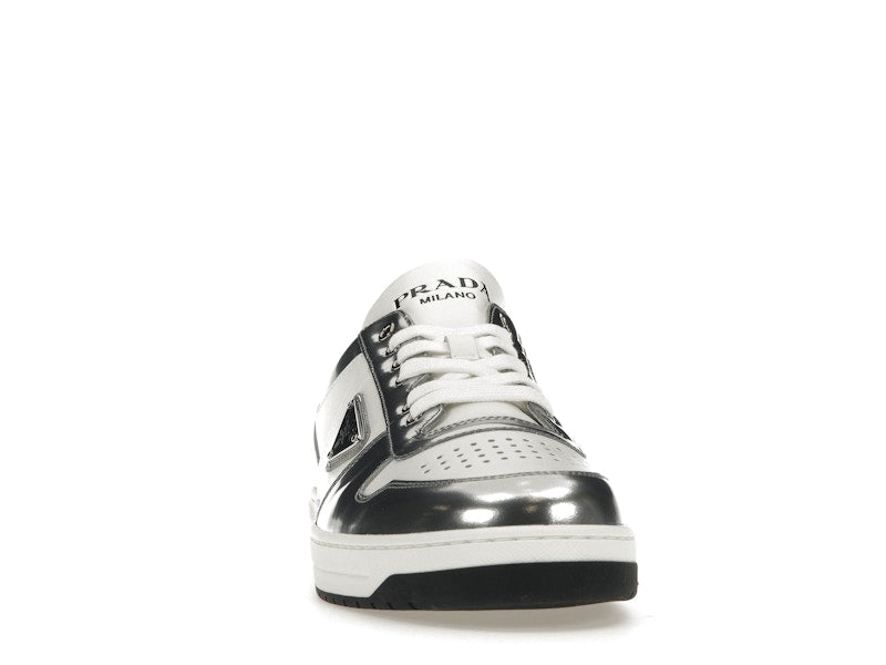 Prada Downtown Low Top Sneakers Leather White Silver