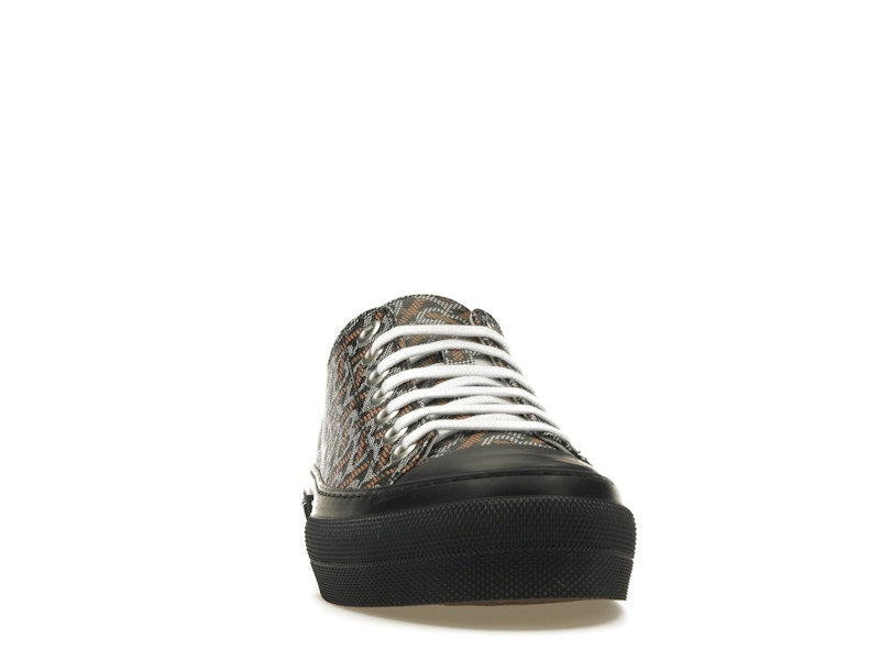 Burberry Monogram Pattern Low Top Black Orange Canvas