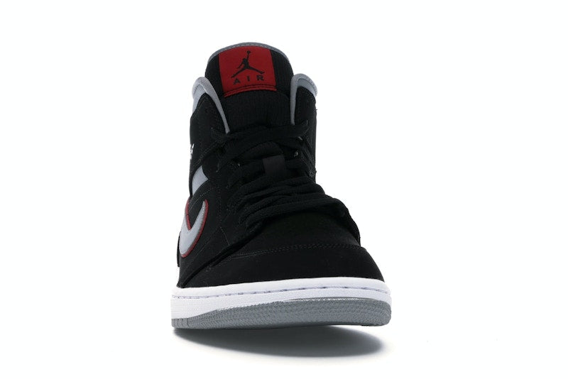 Jordan 1 Mid Black Particle Grey Gym Red