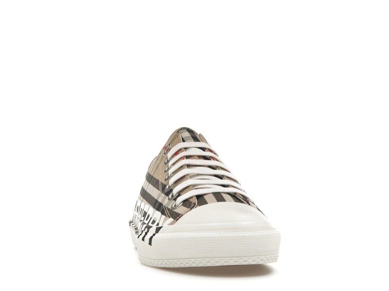 Burberry Logo Print Vintage Check Cotton Sneakers Archive Beige (Women's)