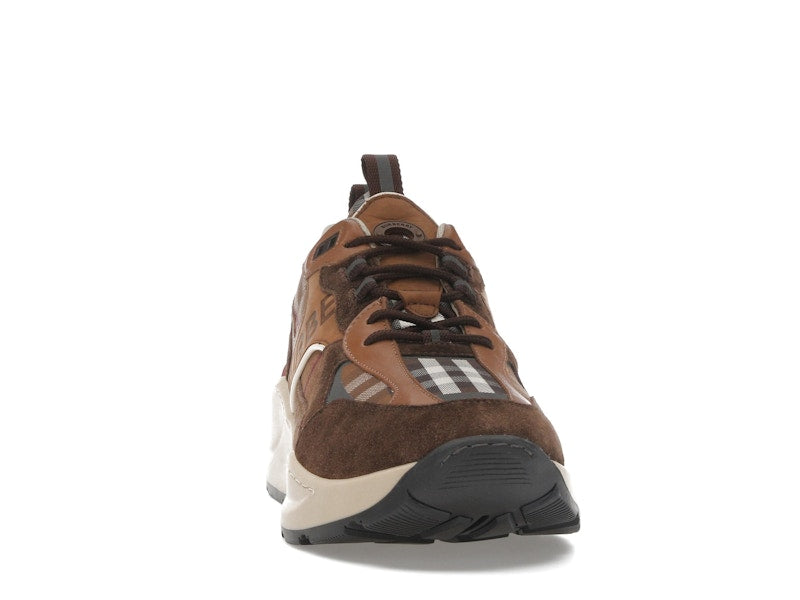 Burberry Check and Suede Sneakers Dark Birch Brown