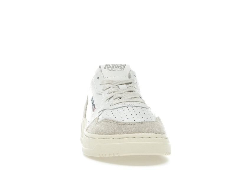 Autry Medalist Leather Low White Silver Blue Beige (Women's)