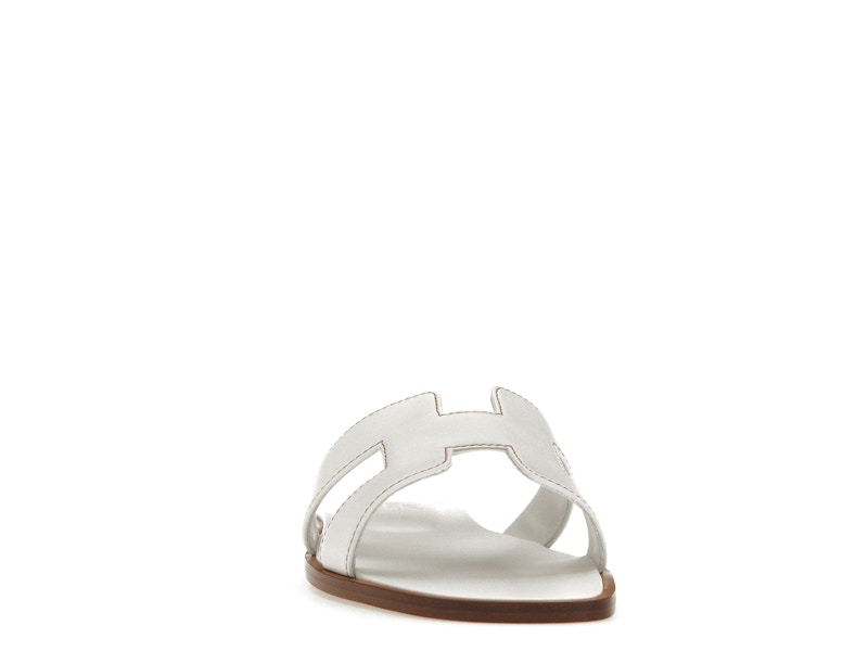 Hermes Oran Sandal Blanc Box Calfskin Leather