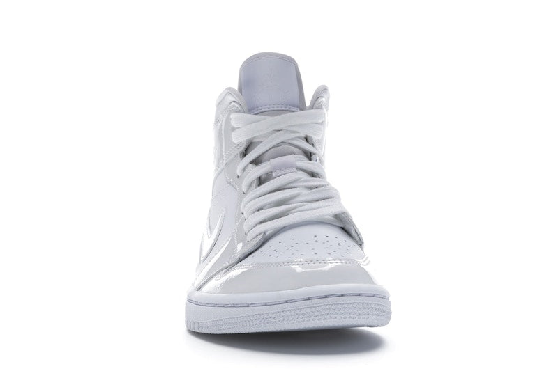 Jordan 1 Mid Triple White Patent Swoosh (Women's)