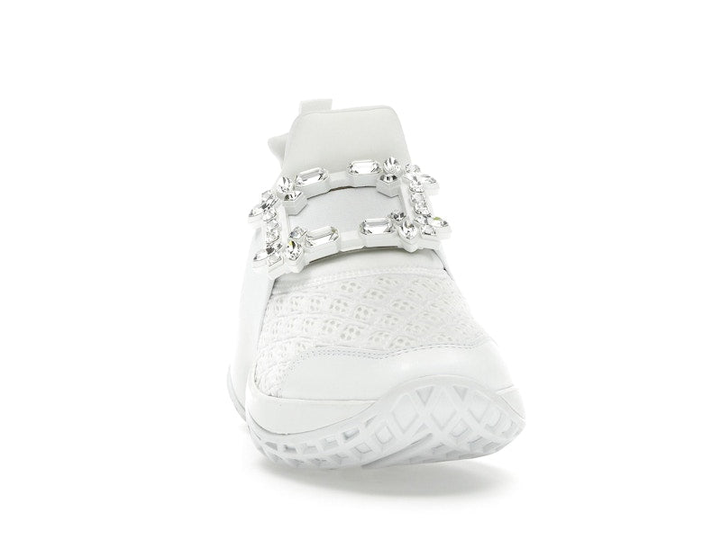 Roger Vivier Viv' Run Fabric White Crystal Buckle (Women's)