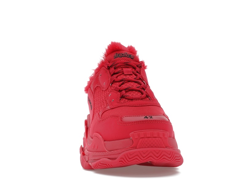 Balenciaga Triple S Faux Fur Burgundy
