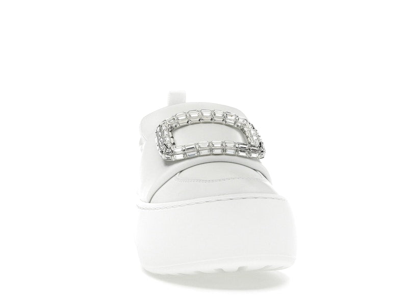 Roger Vivier Viv' Up White Crystal Buckle (Women's)