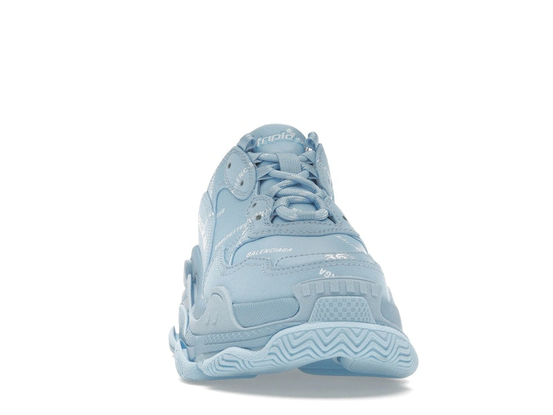Balenciaga All Over Logo Triple S Blue Grey (Women's)