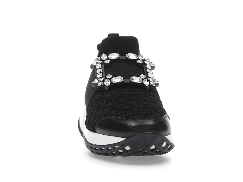 Roger Vivier Viv' Run Fabric Black White Crystal Buckle (Women's)