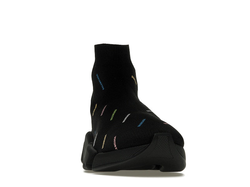 Balenciaga Speed 2.0 AllOver Logo Recycled Knit Black Multicolor