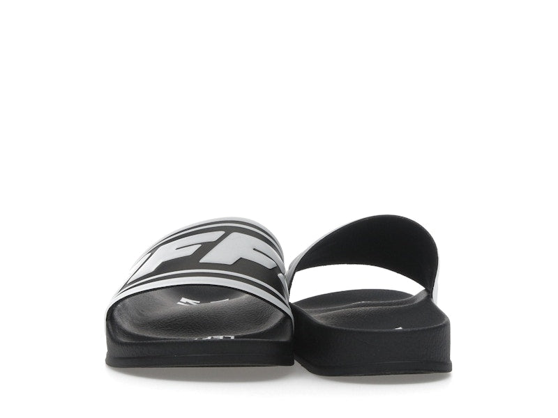 OFF-WHITE Embossed Logo Pool Slides Black White (Women's)