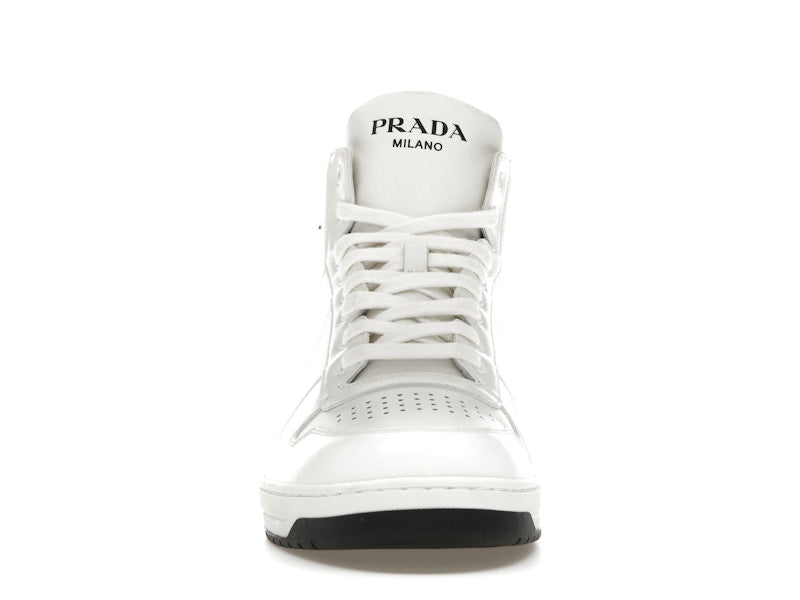 Prada Downtown High Top Sneakers Leather White White Black