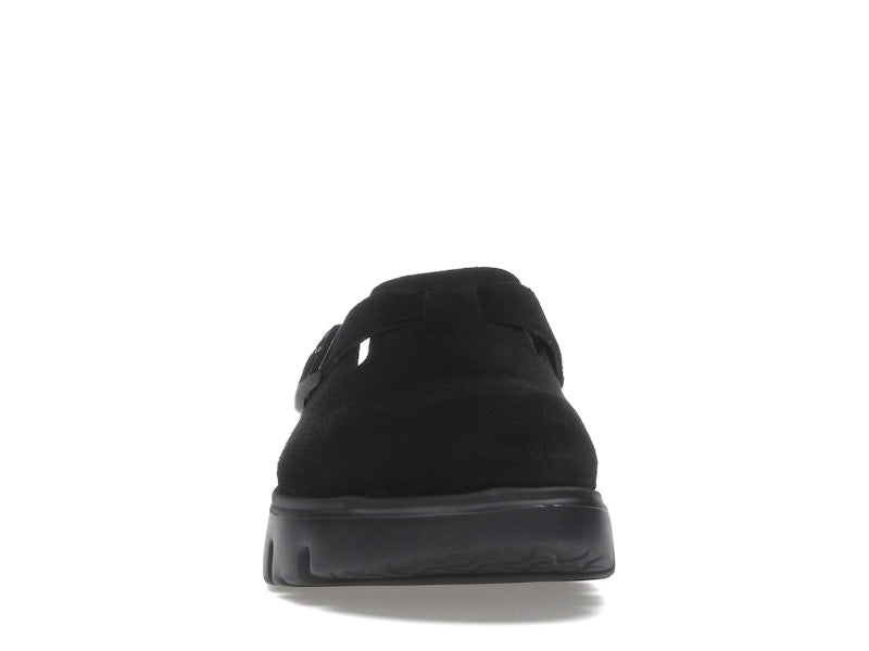 Birkenstock Boston Chunky Suede Black Black Sole (Narrow) (Women's)
