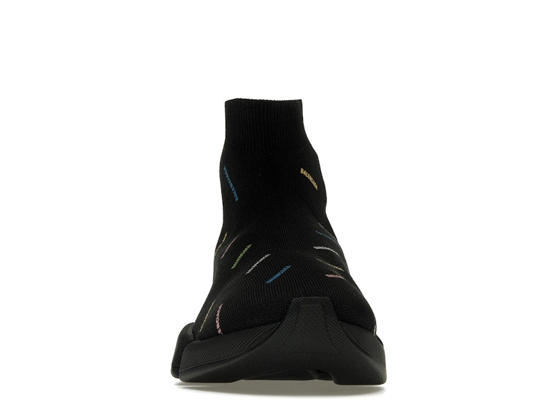 Balenciaga Speed 2.0 AllOver Logo Recycled Knit Black Multicolor