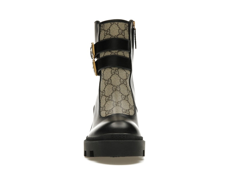 Gucci Buckles Ankle Boots Black Beige (Women's)