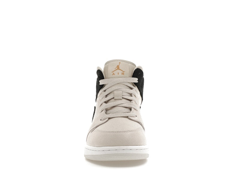 Jordan 1 Mid Light Bone Metallic Gold Black (GS)